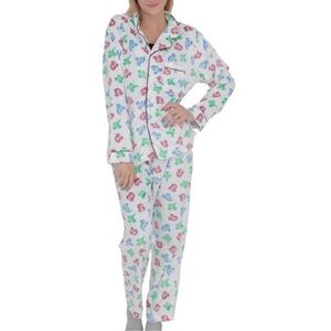 Ugly Christmas Sweater Pajamas Set Button Down Soft Cozy Dinosaurs PJS